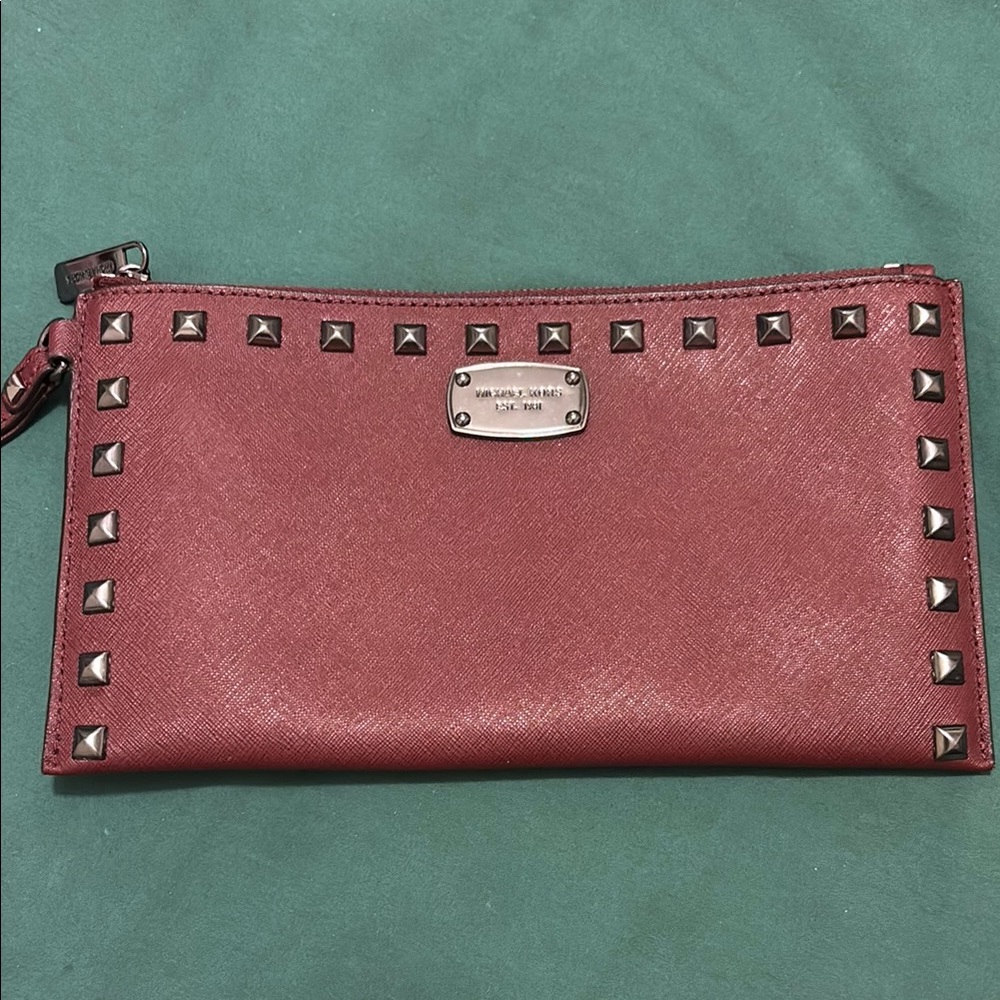 Michael Kors saffiano leather Studded Wristlet
